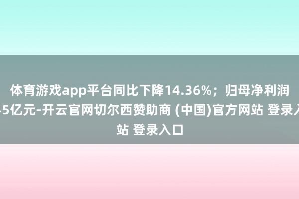 体育游戏app平台同比下降14.36%；归母净利润5.45亿